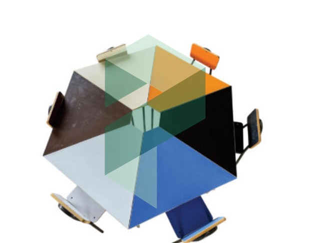 Mesa de preescolar hexagonal de 6 sillas